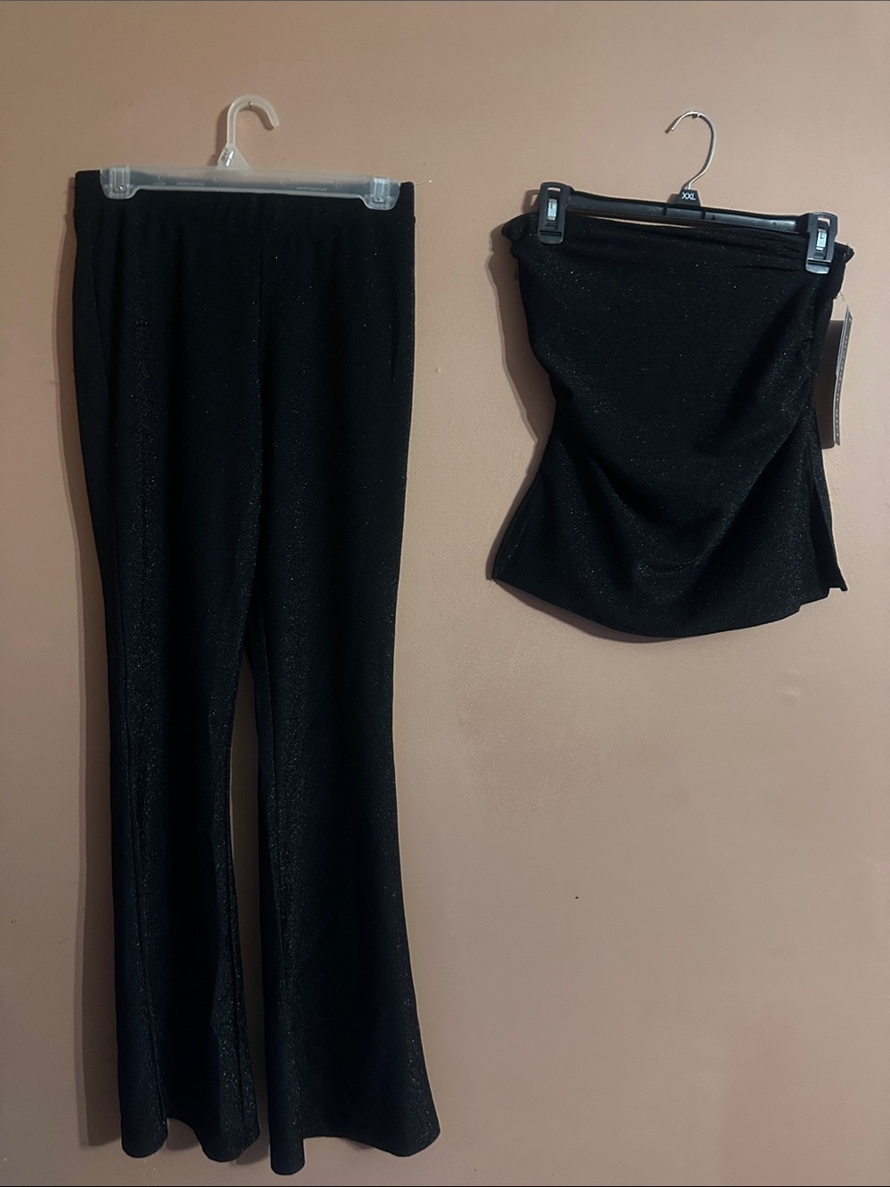 Madden Girl Black Flared Pants with Subtle Sparkle